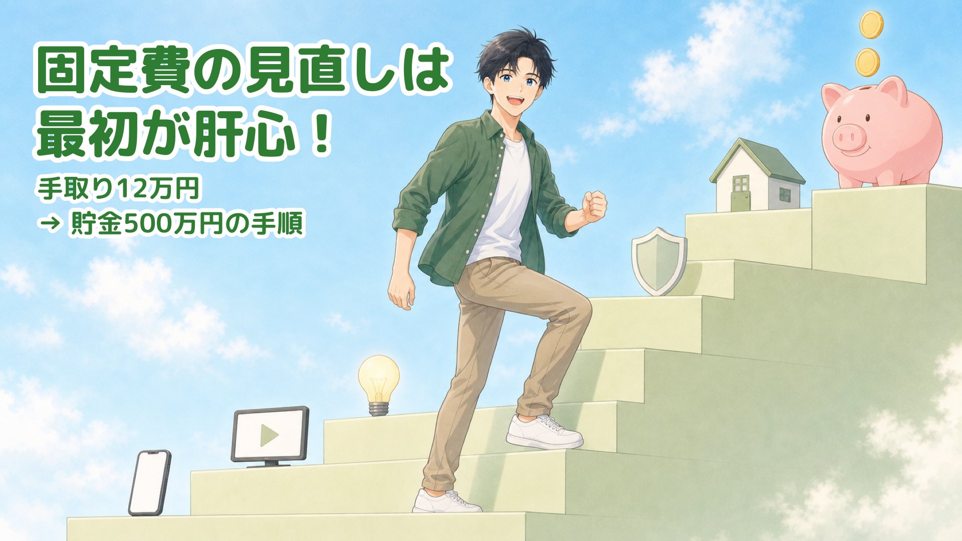 固定費の見直しは最初が肝心！手取り12万円で貯金500万円を作った手順のアイキャッチ