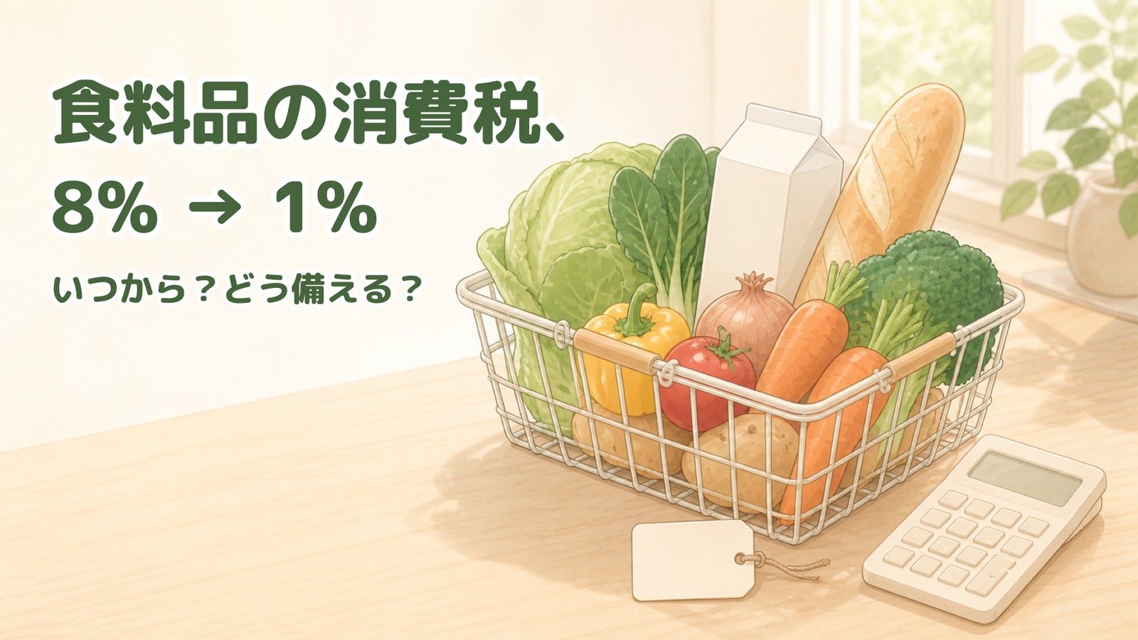 食料品の消費税、8%から1%へ。いつから？どう備える？